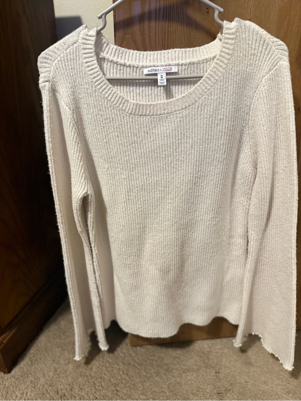 Edited by Remi Ivory Ribbed Crewneck Sweater